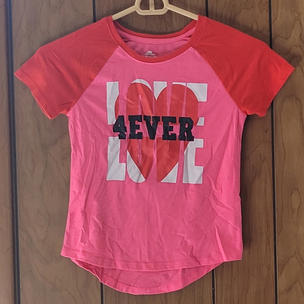 Sz 7/8 - Way to Celebrate - T-Shirt- 4 Ever Love - Red, White, & Pink - Picture 1 of 2